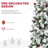 9 Foot Pencil Snow Flocked Artificial Christmas Tree with Pine Realistic Branches, Pine Cones, Red Berries, Auto Open, Green