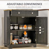 Sideboard Buffet Cabinet Kitchen Cabinet, Coffee Bar Storage with Solid Wood Top, Adjustable Shelf, and 2 Drawers for Living Room, Black