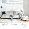 Upholstered Sofa bed Reversible Sectional Sofa Set Velvet-Touch Sleeper Futon with Footstool, Light Grey