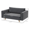 Raised Dog Sofa, Elevated Pet Sofa for Small and Medium Dogs with Removable Seat and Back Cushions, Anti-Slip Pads, Gray
