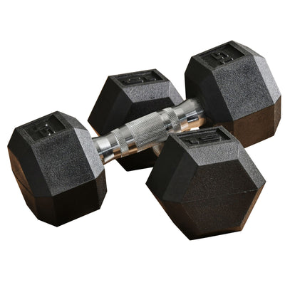 Hex Dumbbell Set of 2,  Rubber Weights Exercise Fitness Dumbbell for Strength Training, 15 Lbs./Single, Black