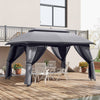 10' x 13' Patio Gazebo, Outdoor Gazebo Canopy Shelter with Netting, Vented Roof for Garden Dark Gray