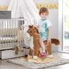 Kids Rocking Horse Plush Animal on Wooden Rockers with Sounds, Wooden Base, Baby Rocking Chair for Toddler Boys Girls 36-72 Months, Brown