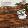 Wooden Outdoor Bench with Slatted Armrests and Back, Patio Bench for Lawn, Park, Deck, Carbonized