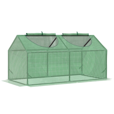 4' x 2' x 2' Mini Greenhouse, Outdoor Garden Greenhouse Tent with Roll-up Windows, Steel Frame and PE Cover, White