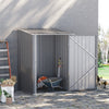 Outdoor 3.3' x 3.4' Lean-to Garden Storage Shed, Galvanized Steel Tool House with Lockable Door for Patio, Gray