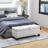 46" Storage Ottoman Bench, Upholstered End of Bed Bench with Steel Frame, Button Tufted Storage Bench with Safety Hinges for Living Room, Cream
