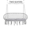 Hanging Hammock Chair Cotton Rope Porch Swing with Metal Frame and Cushion, Large Macrame Seat for Patio, Garden, Light Grey