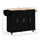 Modern Rolling Kitchen Island Cart with Drawers, Natural Wood Top, Towel Rack, Door Storage Cabinet,  Black