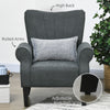 Fabric Accent Chair, Modern Armchair with Wood Legs, Dark Gray