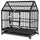 48" Heavy Duty Dog Crate with 4 Lockable Wheels, Double Doors, and Removable Tray, for XL and L Dogs