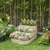 3-Tier Raised Garden Bed with Safety Edging, Open Bottom for Vegetables, Fruit, Herbs, Flowers, 62.25"x43"x32.25", Cream