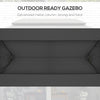 10' x 13' Patio Gazebo, Outdoor Gazebo Canopy Shelter with Netting, Vented Roof for Garden Dark Gray