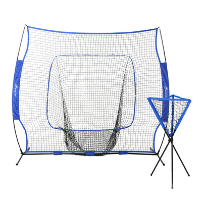 7.5'x7' Baseball Practice Net Set w/ Catcher Net, Tee Stand for Pitching, Fielding, Practice Hitting, Batting, Backstop, Training Aid