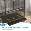 Metal Bird Cage with Stand for Parrots, Lovebirds, Finches, Gray