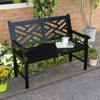 43.25" Outdoor Garden Bench, Wooden Bench, Poplar Slatted Frame Furniture for Patio, Park, Porch, Lawn, Yard, Deck, Black