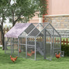 9.2' x 6.1' Large Chicken Coop with Nesting Box, Water-Resistant and Anti-UV Cover for 8-12 Chickens, Gray