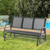 3-Person Outdoor Patio Glider Bench, Porch Glider Swing with 3 Seats, Breathable Mesh Fabric, Metal Frame, Black