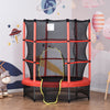 Φ4.5FT Kids Trampoline with Enclosure Net, Springless Design, Safety Pad and Steel Frame, Toddler Round Bouncer for Age 3 to 6 Years, Red