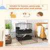 Small Animal Cage with Playpen, Multi-level Pet Habitat Indoor for Guinea Pigs Hedgehogs Bunnies with Water Bottle, Food Dish & Feeding Trough