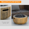 Outdoor Fire Pit with Stump Effect, 24-inch Wood-burning Brazier Fireplace with Spark Screen and Poker for Backyard Camping Bonfire