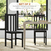 Farmhouse Dining Table Chairs, Set of 2 Pine Wood Kitchen Table Chairs with Slat Back for Living Room, Bedroom, Black