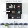Wall-Mounted Medicine Cabinet, Bathroom Mirror Cabinet with Double Doors and Storage Shelves, Black