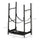 18" 2-Tier Firewood Rack with Shovel, Broom, Poker, Tongs and Hooks, for Outdoor and Indoor Fireplaces, Black