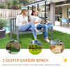 56" Wood Garden Bench Chair, 2-Seat Outdoor Bench Porch Loveseat with Backrest & Arm Rests for Patio, Porch, Poolside, Balcony, Gray