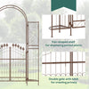 7' Garden Arbor, Garden Arch Metal with Gate, Latching Doors, Shelves for Climbing Vines, for Wedding, Bridal Party, Brown
