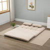 Convertible Floor Sofa Chair, Folding Couch Bed, Guest Chaise Lounge with 2 Pillows, Adjustable Backrest and Headrest, Beige