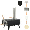 Pellet Wood Fired Pizza Oven, Outdoor Pizza Maker with 12" Rotating Stone, Peel and Waterproof Cover, Black