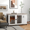 2-In-1 Dog Crate Furniture, Side End Table Indoor Dog Cage w/ Storage & Double Doors for Dogs, Indoor Use, Walnut/White