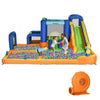 7 in 1 Water Slide w/ Slide Pool Climbing Wall Water Cannon Basketball Hoop Boxing Post Football Stand for 3-8 Years