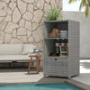 PE Rattan Pool Towel Rack with 2 Storage Shelves Basket Mixed gray