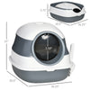 Cat Litter Box with Lid, Foldable Litter Box with Cat Plastic Scoop,Extra Large Space,Easy Cleaning, Air Freshener, Gray