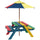 Wooden Kids Picnic Table Set with Parasol, Seating for 2 Children 3-6 Years Old, for Patio Backyard, Indoor Outdoor Use