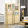 4 Panel Room Divider with Photo Frames and Cardstocks, Indoor Wood Portable Folding Privacy Screens, Natural