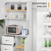 Freestanding Kitchen Buffet with Hutch Storage Organizer with 2 Door Cabinets, 3 Drawers, Open Countertop & Adjustable Shelf, White