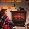 26" Free Standing Electric Fireplace Heater, 1400W Freestanding Fireplace Heater with Adjustable Temperature, Timer & 7 Bright Settings, Brown