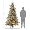 7.5' Pre Lit Artificial Flocked Christmas Trees, with Snow Branches, Warm White LED Lights, Auto Open, Pine Cones