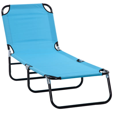 Portable Outdoor Sun Lounger, Lightweight Folding Chaise Lounge Chair w/ 5-Position Adjustable Backrest for Beach, Poolside and Patio