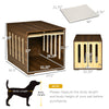 Wood Dog Crate End Table, Dog Crate Funiture with Soft Cushion, Side Holes, Removable Door Panel, Safety Lock, Brown