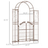 7' Garden Arbor, Garden Arch Metal with Gate, Latching Doors, Shelves for Climbing Vines, for Wedding, Bridal Party, Brown