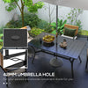 Rectangular Patio Table with Umbrella Hole, Steel Rectangle Outdoor Dining Table for 6 People for Garden, Black