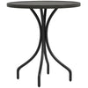 26" Round Patio Table, Outdoor Side Table with Steel Frame and Slat Tabletop for Garden, Backyard, Distressed Gray