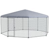 17.1 ft x 15.7 ft Large Chicken Run for 19-25 Chickens with Cover, Walk-In Chicken Run Chicken Pen Hen House for Outdoor, Silver