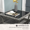 Outdoor Wicker Coffee Table, Rattan Patio Furniture with 2-Tier Storage Shelf , Aluminum Frame Square, Side Table w/ Tempered Glass Top, Gray