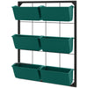 3-Tier Wall Planter Hanging with 6 Pots, Wall Mounted Planter Holder with Water Drainages for Flowers, Vegetable, Green