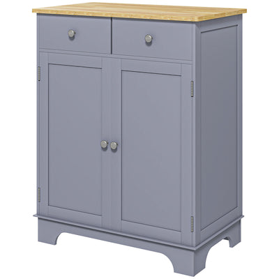 Kitchen Storage Cabinet, Sideboard Floor Cupboard with Solid Wood Top, Adjustable Shelf, and 2 Drawers for Living Room